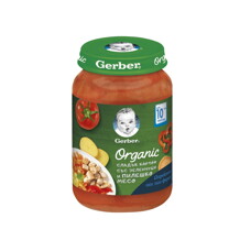 Gerber® Organic Сладък картоф със зеленчуци и пилешко месо пюре