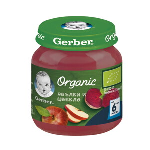 Gerber Organic Храна за бебета, Пюре от ябълки и цвекло